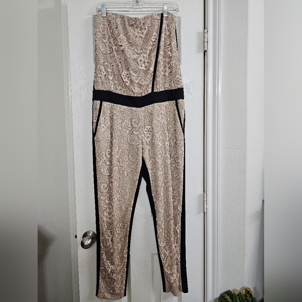 Pinko Lace Jumpsuit in Cream and Black